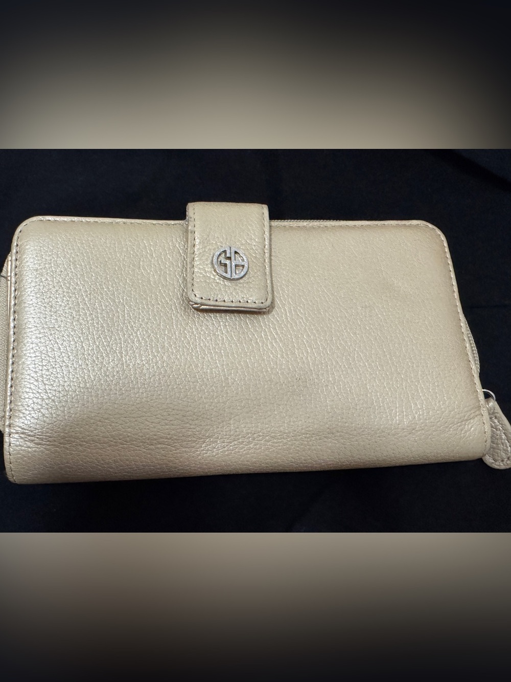 GIANI BERNINI Genuine Leather Wallet Gold, zippered and snap open compartments